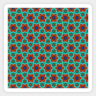 Red floral moroccan tile pattern Sticker